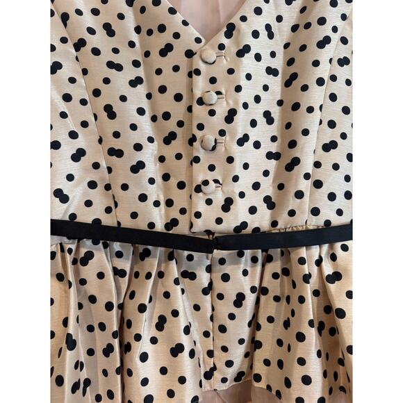 NEW Taylor Blush Black Polka Dot Fit Flare Cocktail Dinner Party Dress - Picture 8 of 8